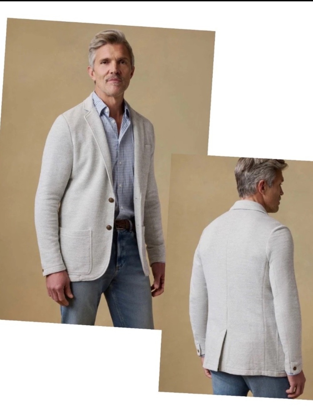 Faherty Reserve The Inlet Jersey Knit Blazer Heather Grey Sport Coat Men’s M